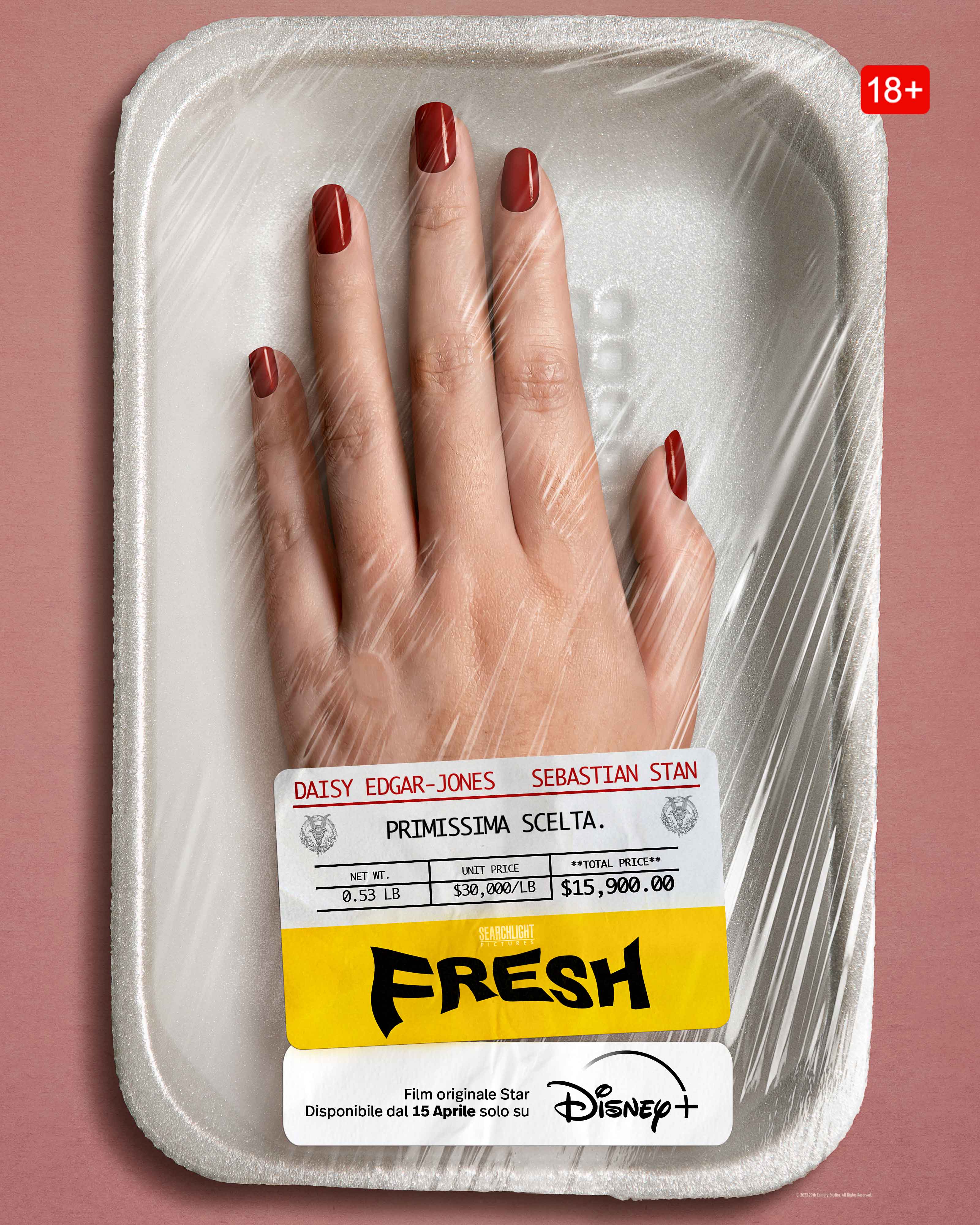 Fresh: l'inquietante poster del film con Daisy Edgar-Jones e Sebastian Stan