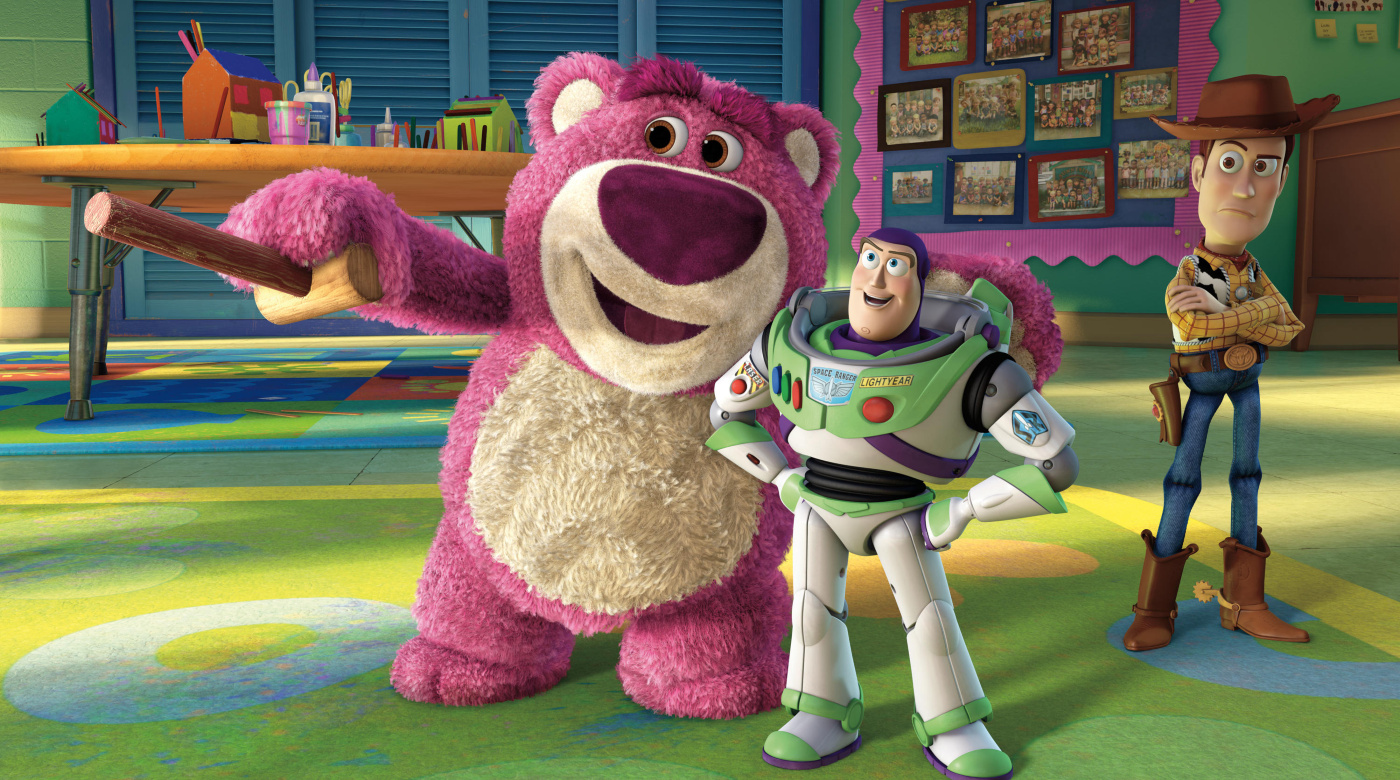Lotso, Buzz Lightyear e Woody in Toy Story 3