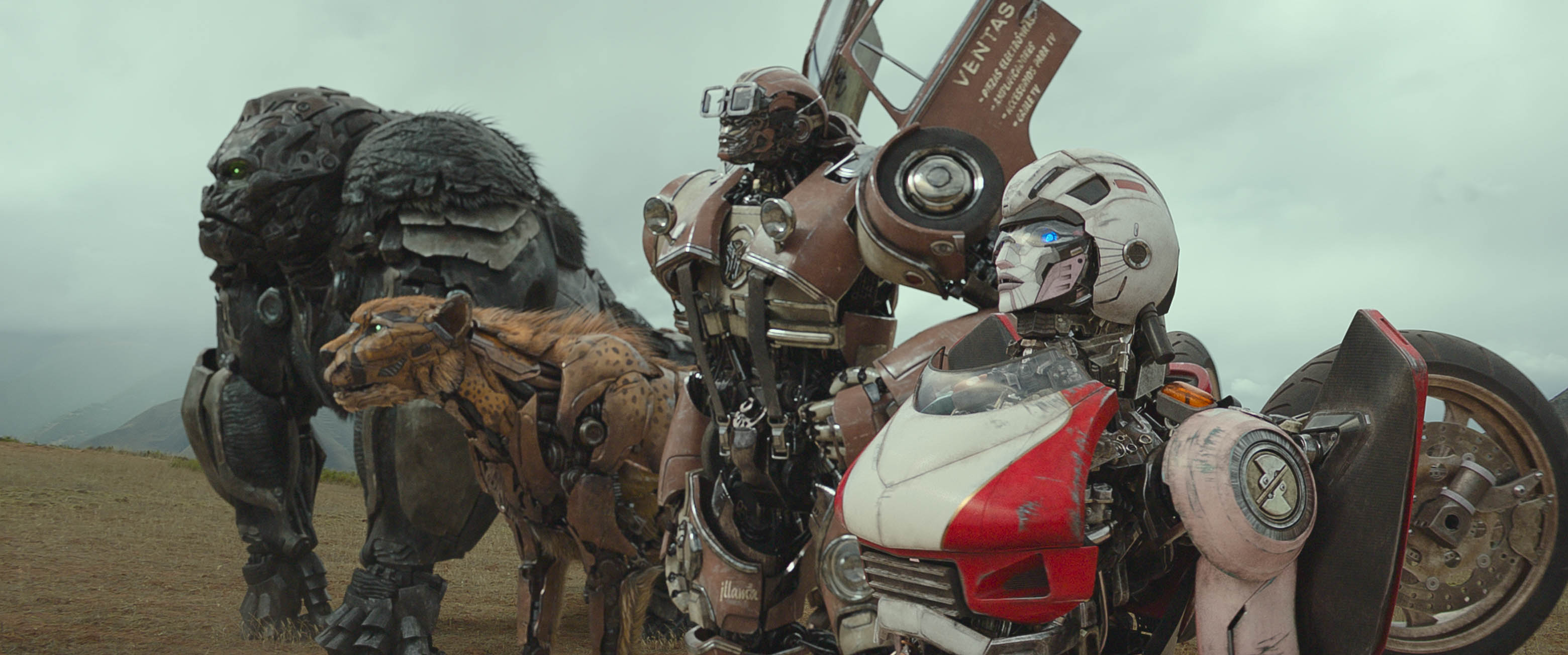 Optimus Primal, Cheetor, Wheeljack e Arcee in Transformers - Il Risveglio