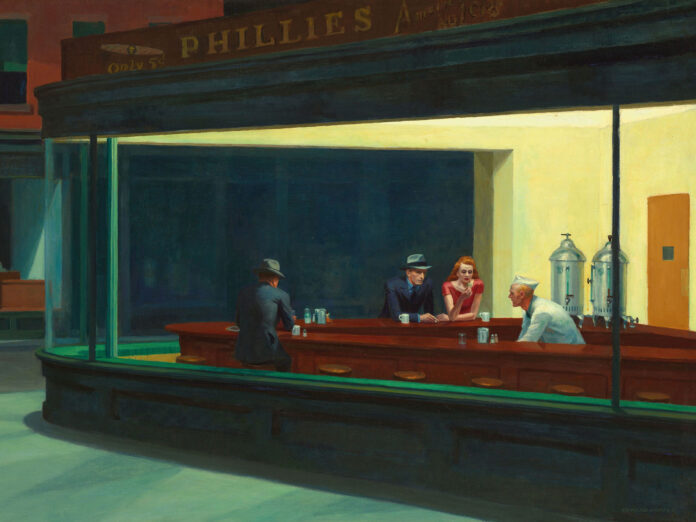 Edward Hopper, Nighthawks, 1942, AIC Chicago (Nexo Digital)